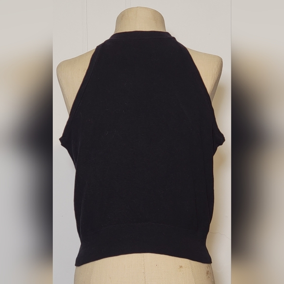 Vintage black stretchy crop top.Bust 32 inches. Small. - Picture 1 of 4